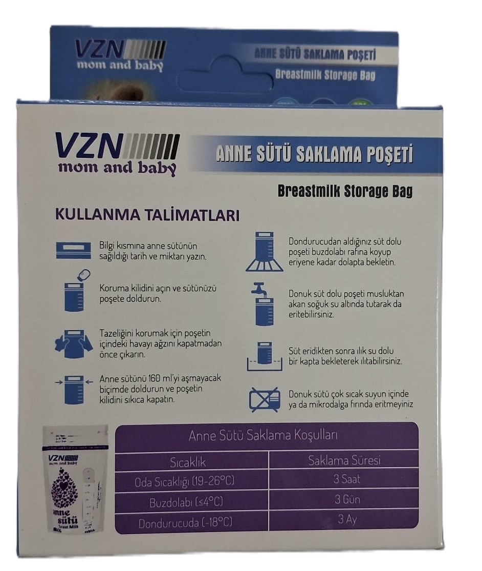 VZN Mom and Baby Anne Sütü Saklama Poşeti 20 Adet - Görsel 3