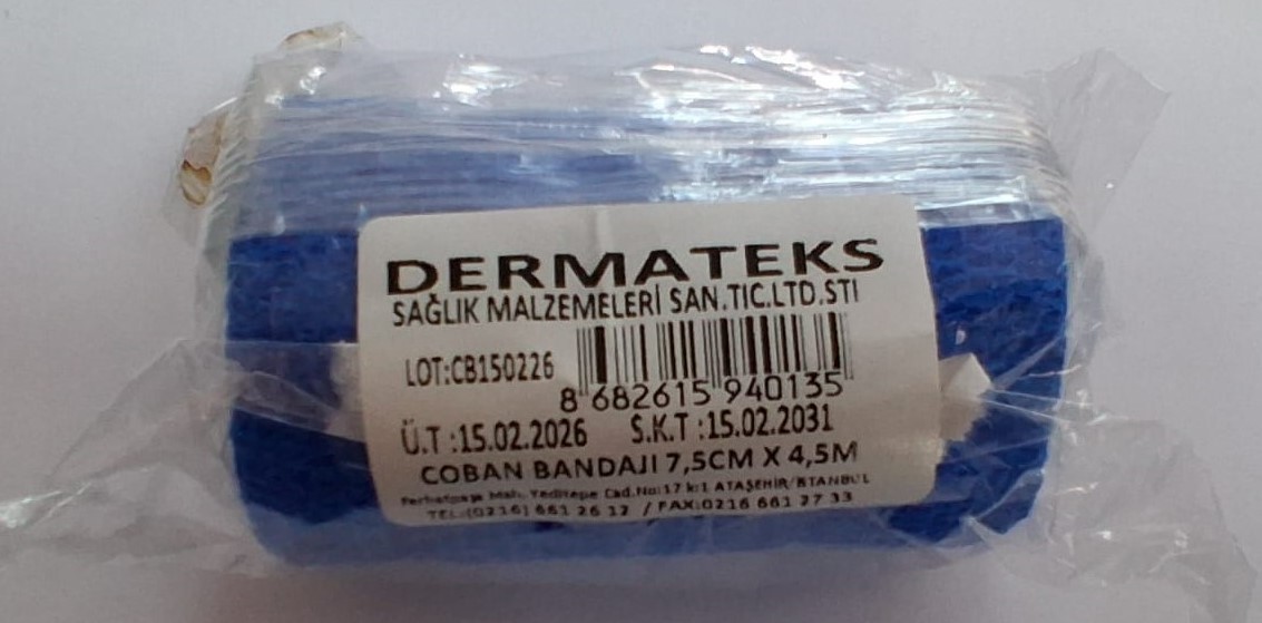 Dermateks Çoban Bandajı 7,5 cm x 4,5 m Mavi