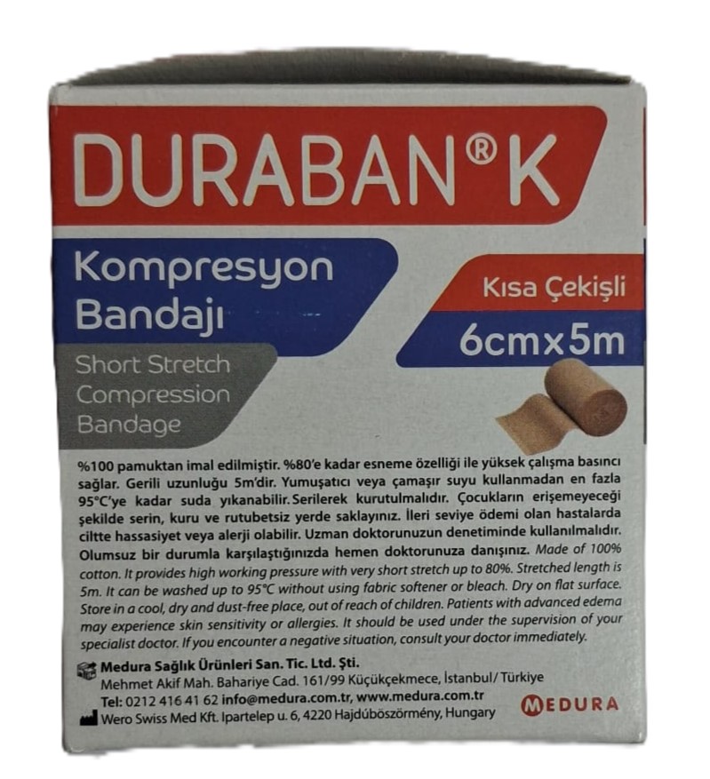 Duraban K Kısa Çekişli Kompresyon Bandajı 6 cm x 5 m - Görsel 2