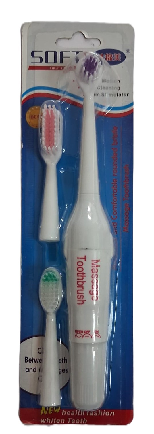 SOFT Massage Toothbrush Pilli Diş Fırçası ve 3 Yedek Başlık Seti