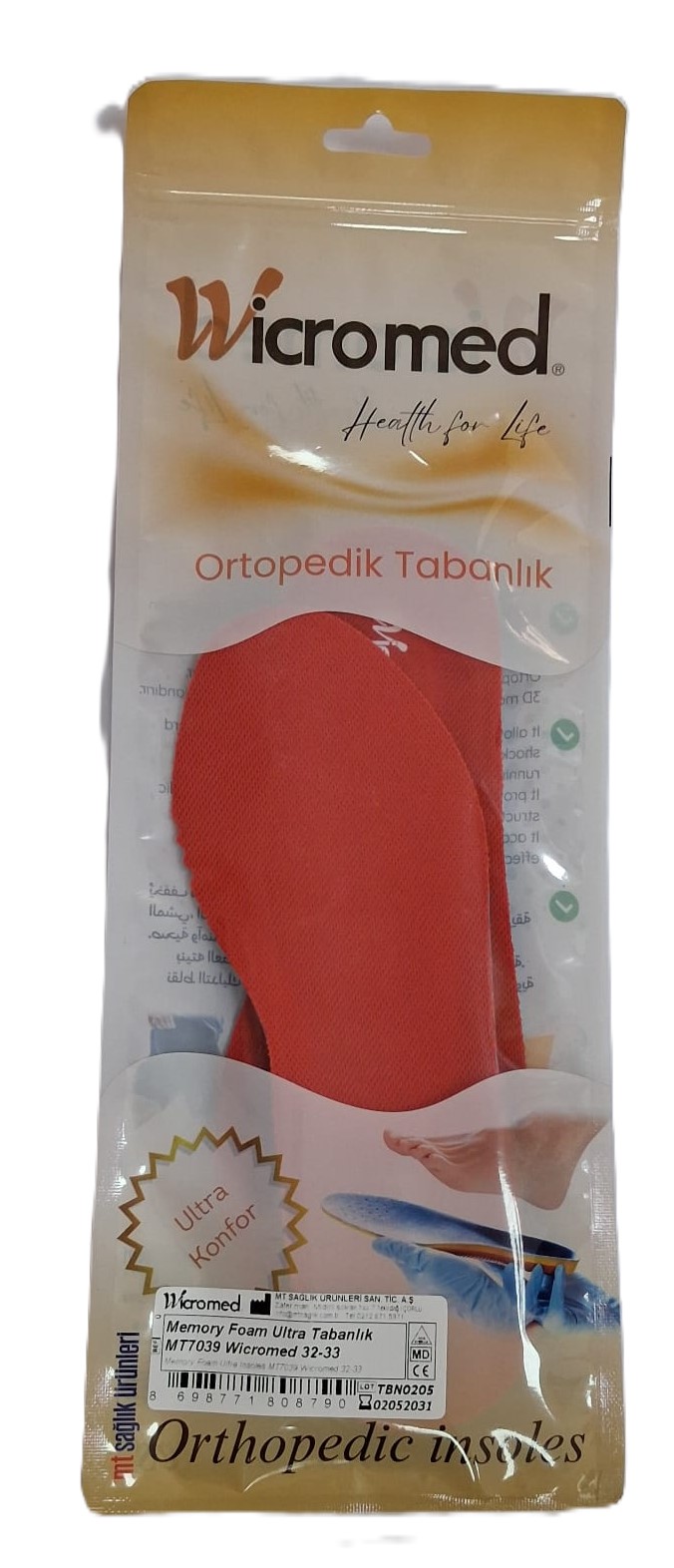 Wicromed MT7039 Memory Foam Ultra Ortopedik Tabanlık 32-33
