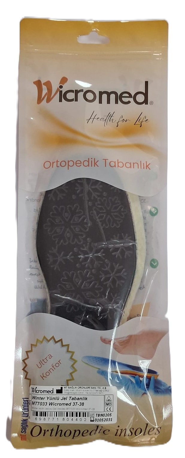 Wicromed MT7033 Winter Yünlü Jel Ortopedik Tabanlık 37-38