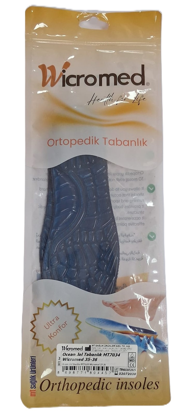 Wicromed MT7034 Ocean Jel Ortopedik Tabanlık 35-36