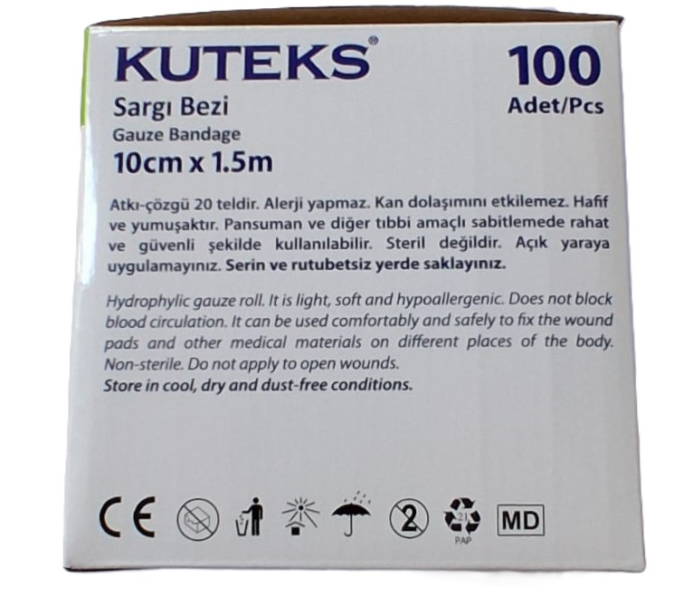 Kuteks Hidrofil Sargı Bezi 10 cm x 1.5 m 100 Adet - Görsel 2