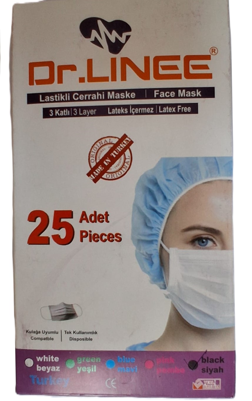 Dr. Linee Lastikli Cerrahi Maske 25 Adet